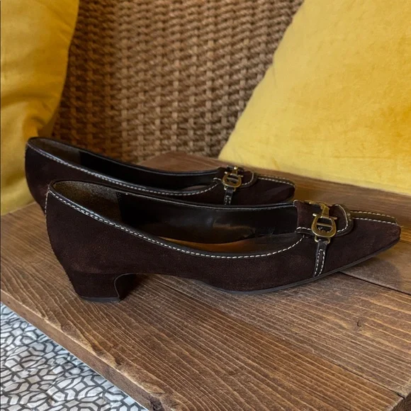 Etienne Aigner Espresso Loafers with Gold Accents - Picture 7 of 12